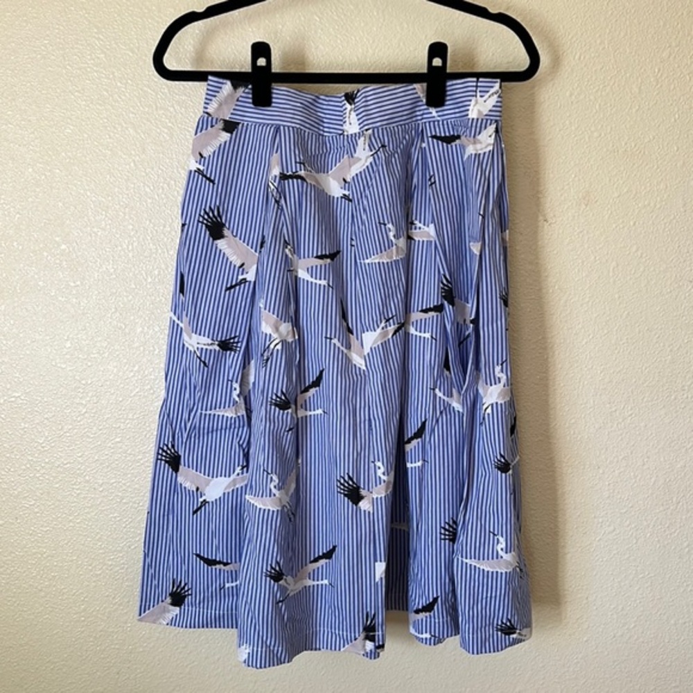 Crane Print Circle Skirt